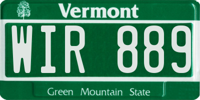 VT license plate WIR889