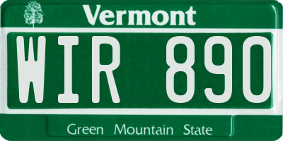VT license plate WIR890