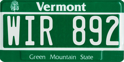 VT license plate WIR892