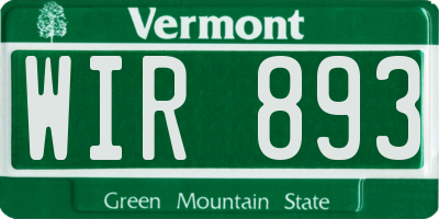 VT license plate WIR893