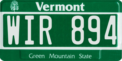 VT license plate WIR894