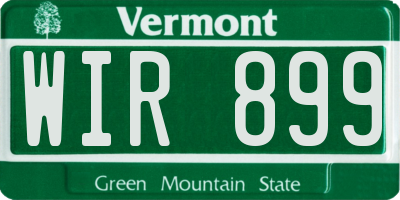 VT license plate WIR899