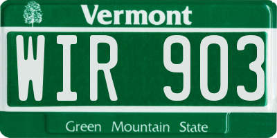 VT license plate WIR903
