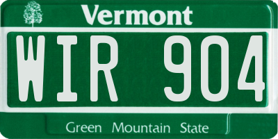 VT license plate WIR904