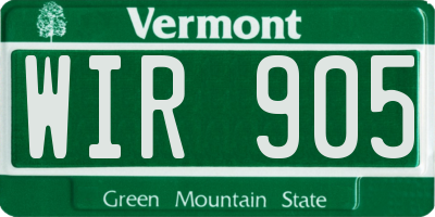 VT license plate WIR905