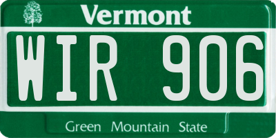 VT license plate WIR906