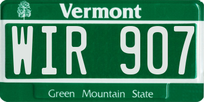 VT license plate WIR907