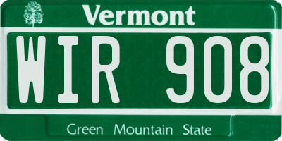 VT license plate WIR908