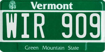 VT license plate WIR909