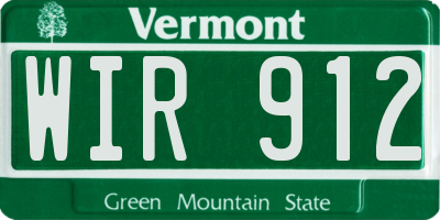 VT license plate WIR912