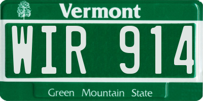 VT license plate WIR914