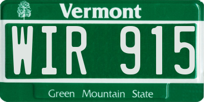 VT license plate WIR915