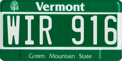 VT license plate WIR916