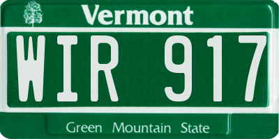 VT license plate WIR917