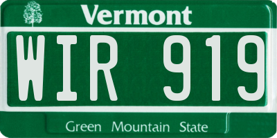 VT license plate WIR919