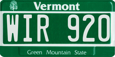 VT license plate WIR920