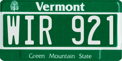 VT license plate WIR921