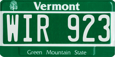 VT license plate WIR923