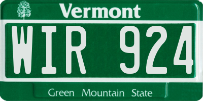 VT license plate WIR924