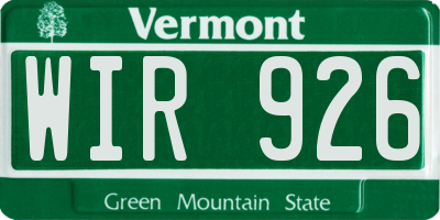 VT license plate WIR926