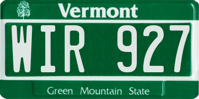 VT license plate WIR927