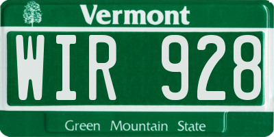 VT license plate WIR928