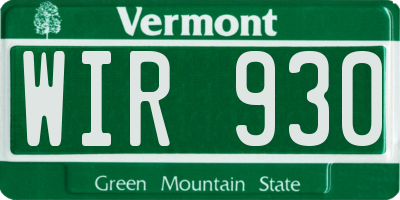 VT license plate WIR930