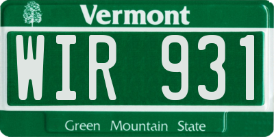 VT license plate WIR931
