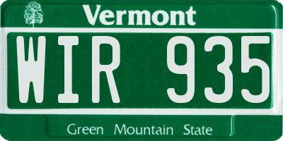 VT license plate WIR935