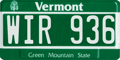 VT license plate WIR936