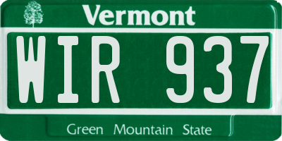 VT license plate WIR937