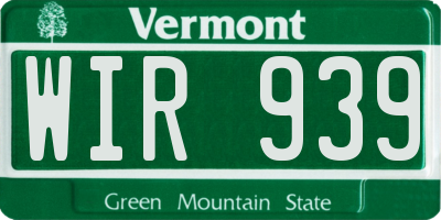 VT license plate WIR939