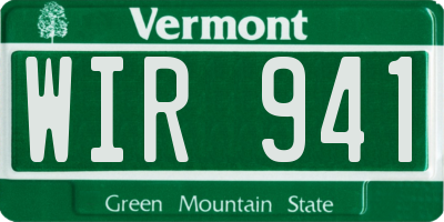 VT license plate WIR941