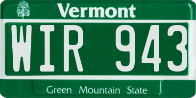 VT license plate WIR943