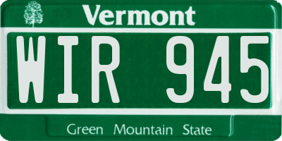 VT license plate WIR945