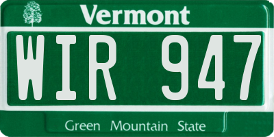 VT license plate WIR947