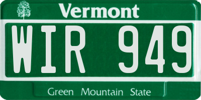 VT license plate WIR949