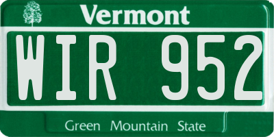 VT license plate WIR952