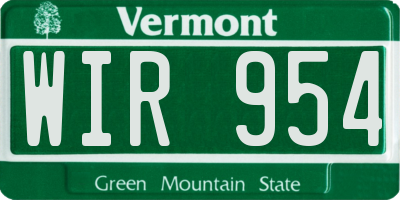VT license plate WIR954