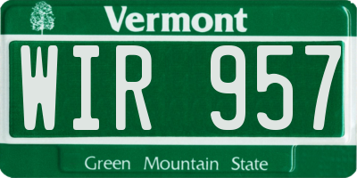 VT license plate WIR957
