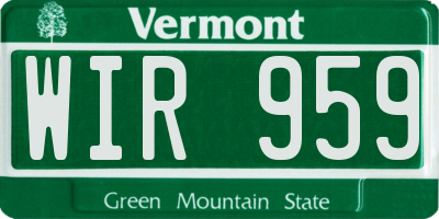 VT license plate WIR959
