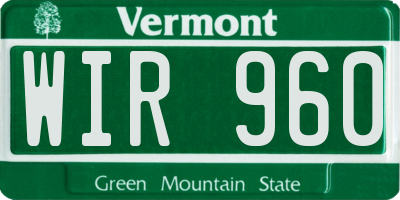 VT license plate WIR960