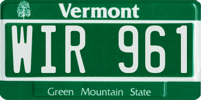 VT license plate WIR961