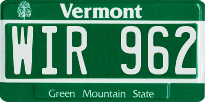 VT license plate WIR962