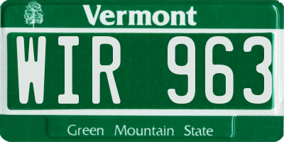 VT license plate WIR963