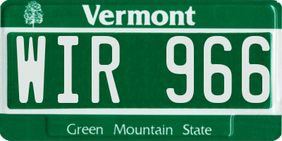VT license plate WIR966