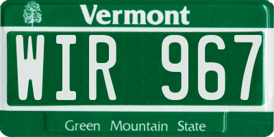 VT license plate WIR967