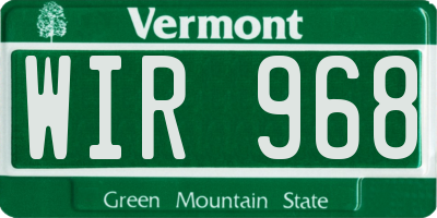 VT license plate WIR968