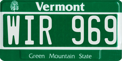 VT license plate WIR969