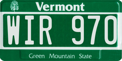 VT license plate WIR970